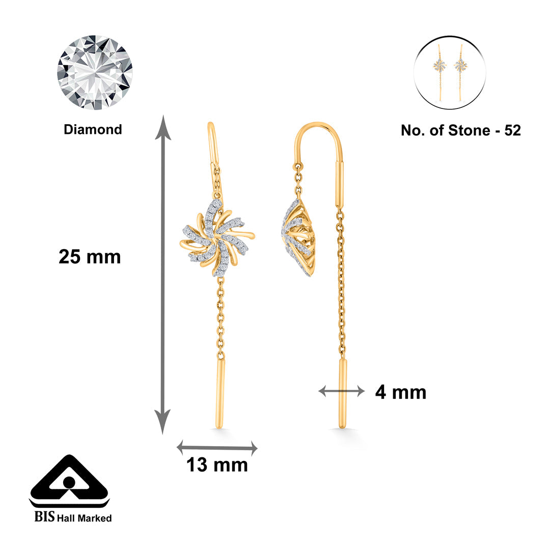 Cosmic Bloom Diamond & Gold Sui Dhaga Earrings for Women