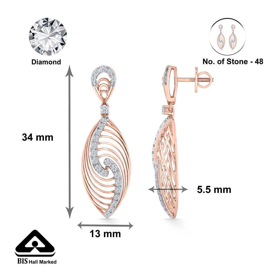 Seraphia Spiral Diamond & Gold Drops & Danglers Earrings for Women