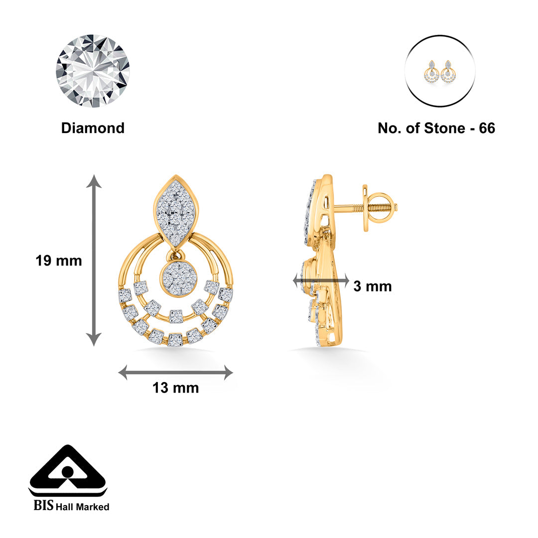 Halo Gleam Diamond & Gold Stud Earrings for Women