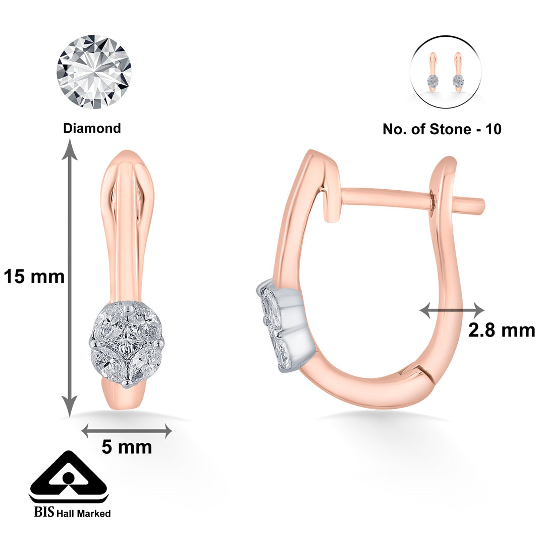 Solitaire Gleam Diamond & Gold Hoops & Huggies Earrings for Women