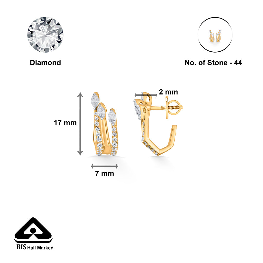 Crystal Peaks Diamond & Gold Hoops & Huggies Earrings for Women