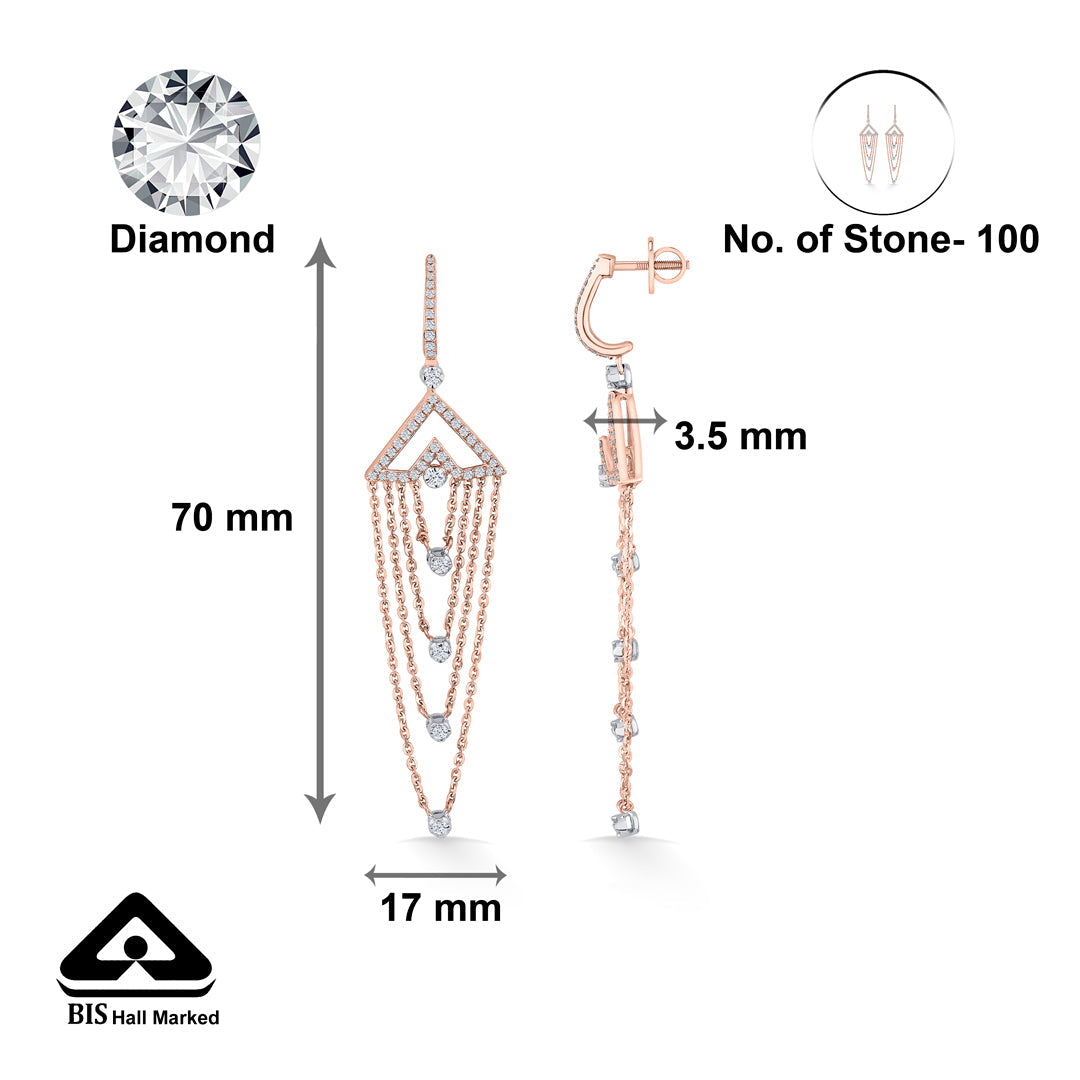 Grace Cascade Diamond & Gold Drops & Danglers Earrings for Women