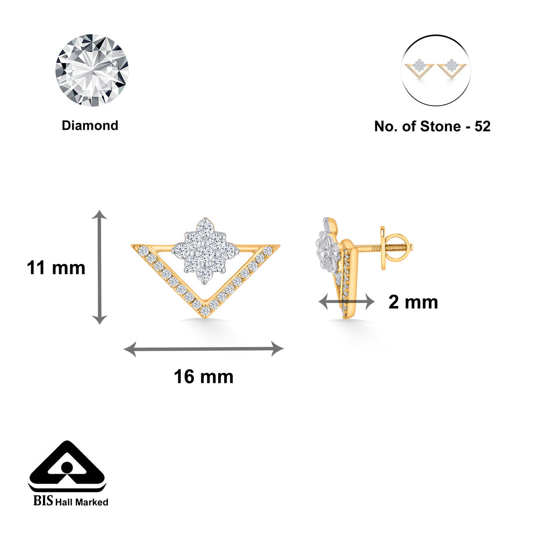 Trio Spark Diamond & Gold Stud Earrings for Women