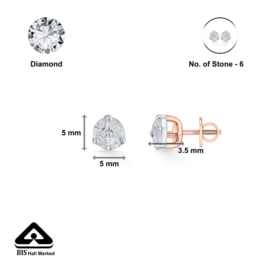 Heritage Glow Diamond & Gold Stud Earrings for Women