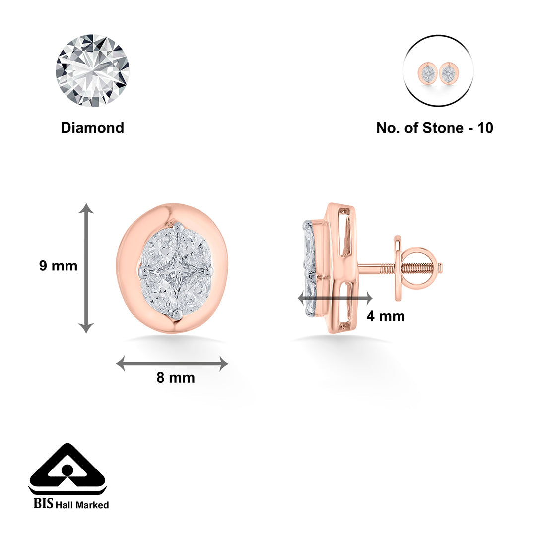 Eclipse Glow Diamond & Gold Stud Earrings for Women