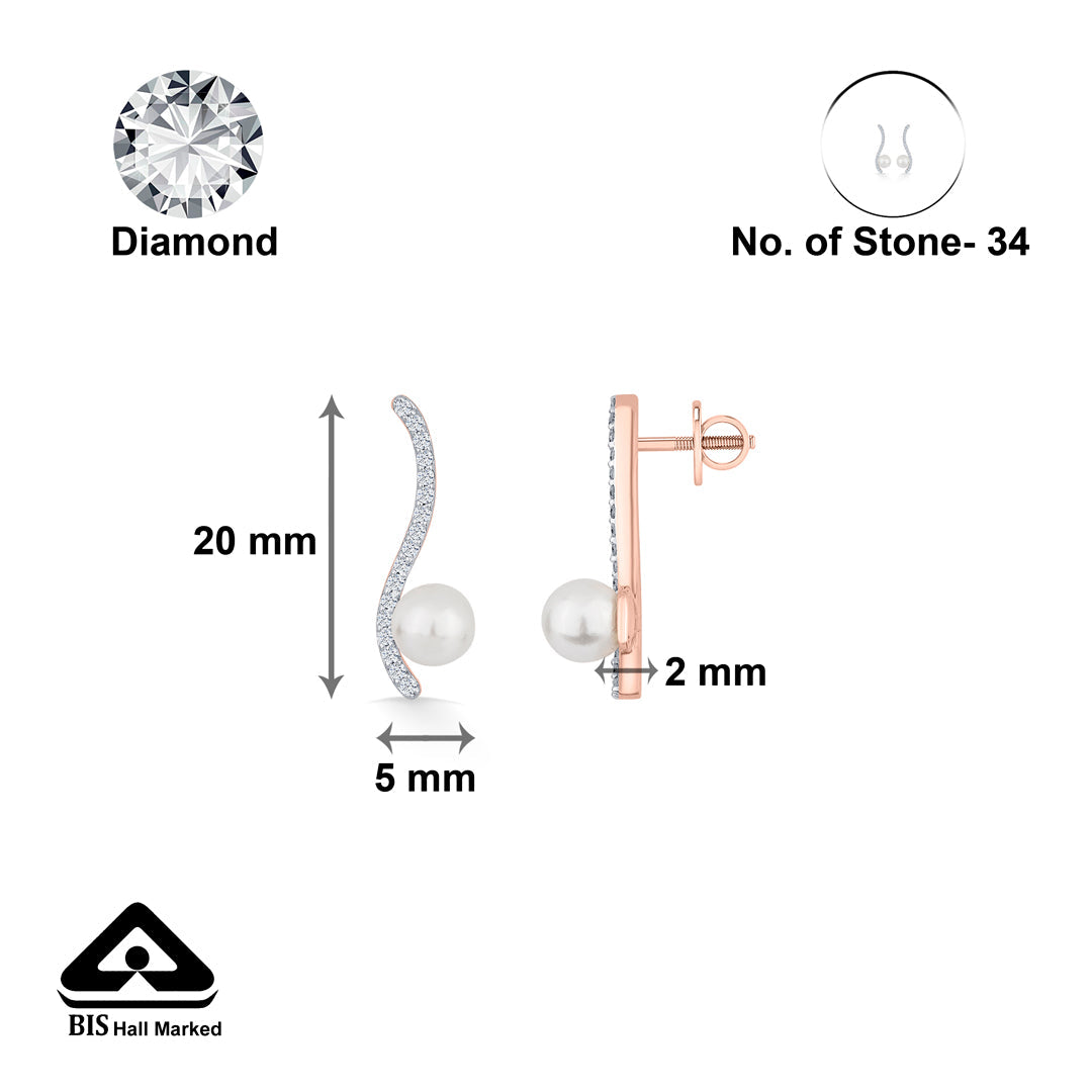 Gentle Spiral Diamond & Gold Stud Earrings for Women