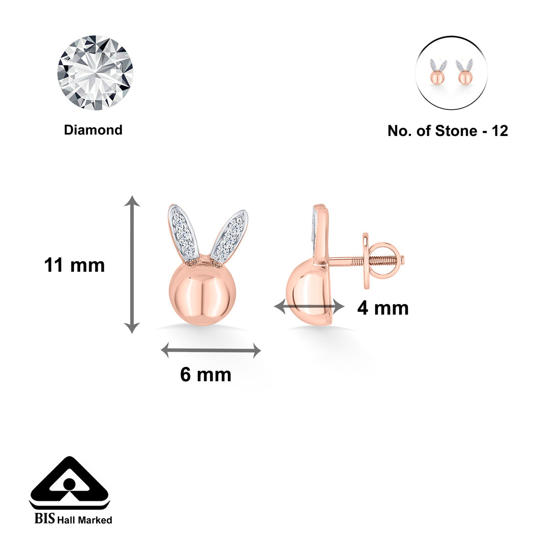 Bunny Joy Diamond & Gold Stud Earrings for Women