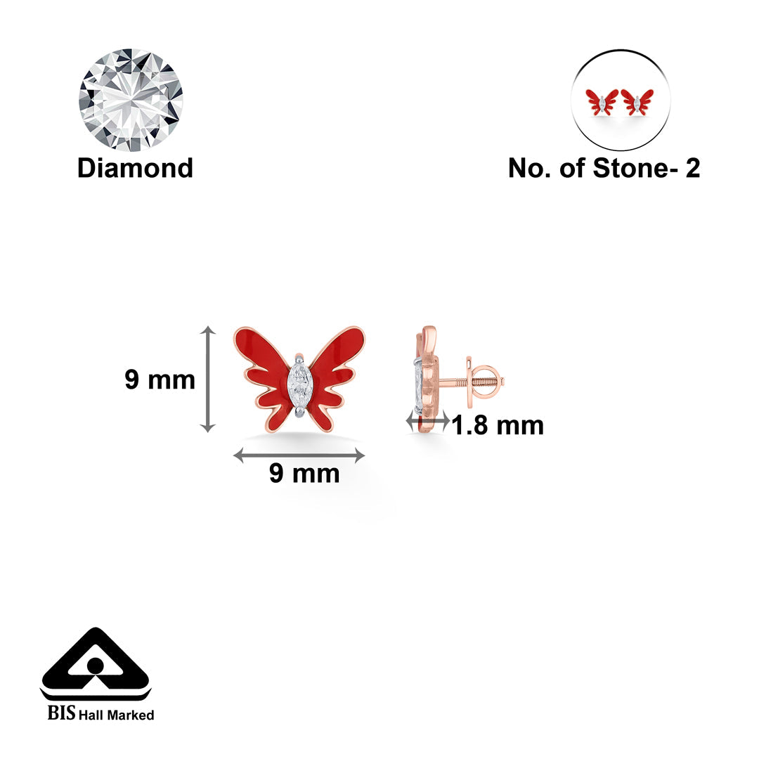 Cherry Bloom Diamond & Gold Stud Earrings for Women