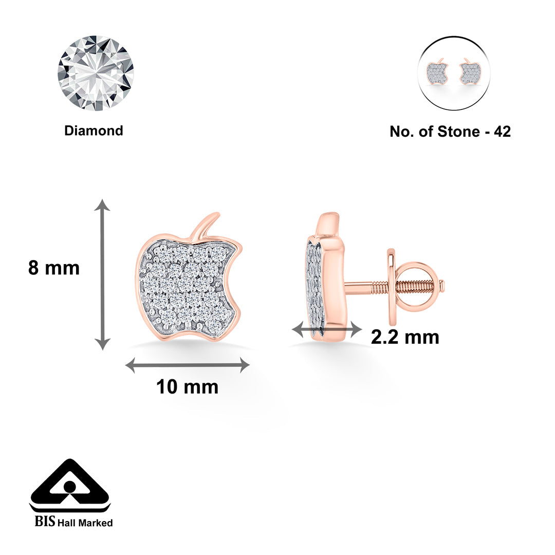 Apple Star Diamond & Gold Stud Earrings for Women