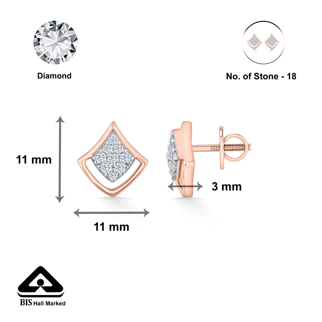 Moon Halo Diamond & Gold Stud Earrings for Women
