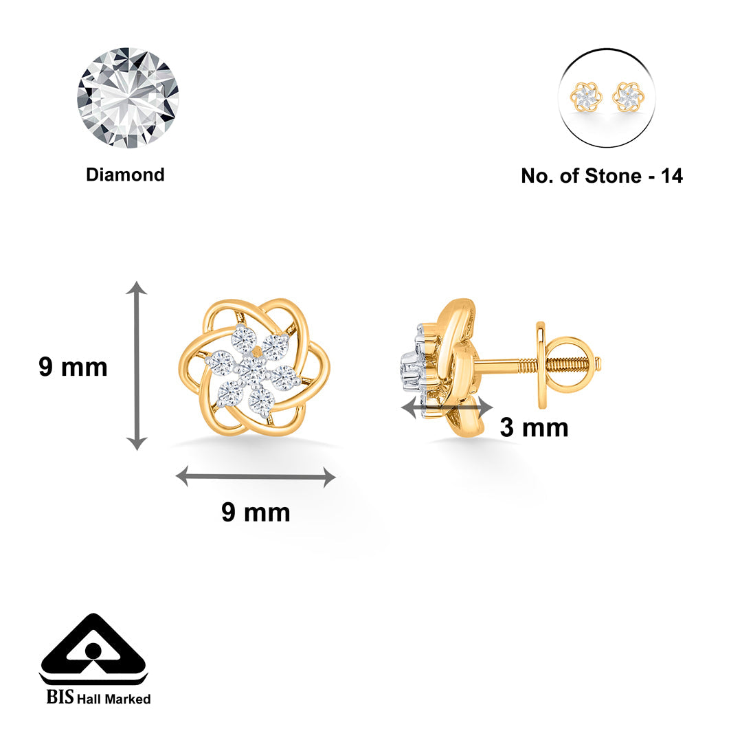 Cosmic Bloom Diamond & Gold Stud Earrings for Women