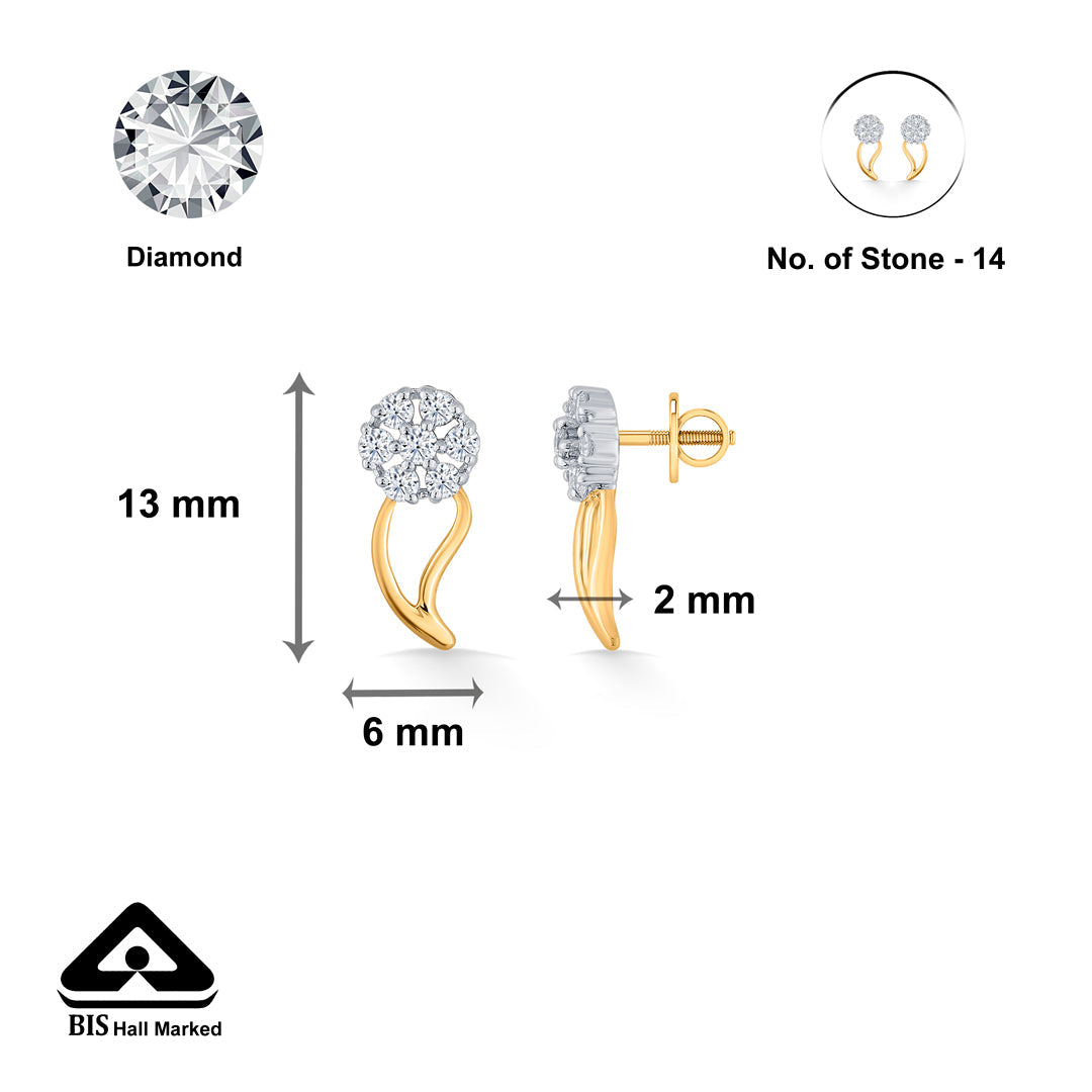 Bloom Crest Diamond & Gold Stud Earrings for Women