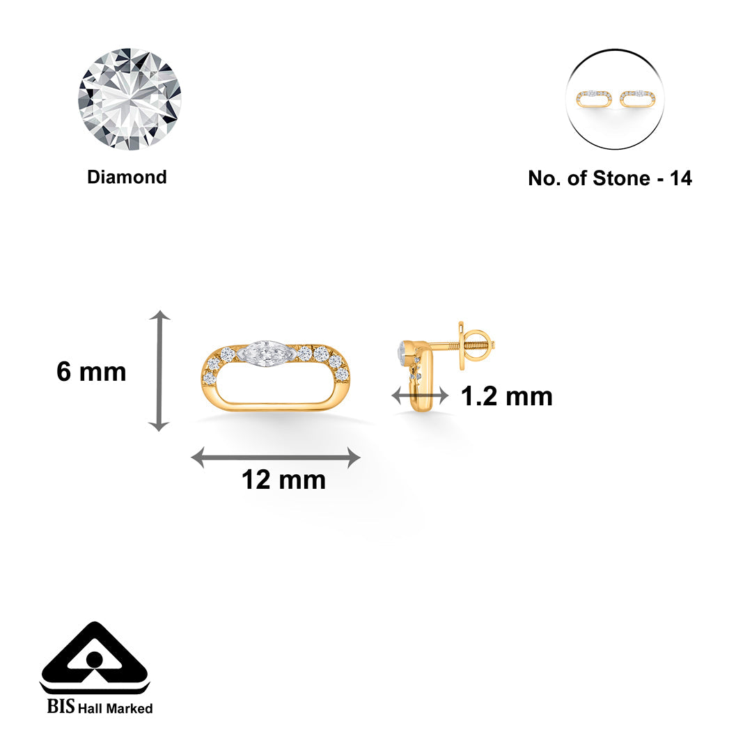 Ovalith Gleam Diamond & Gold Stud Earrings for Women
