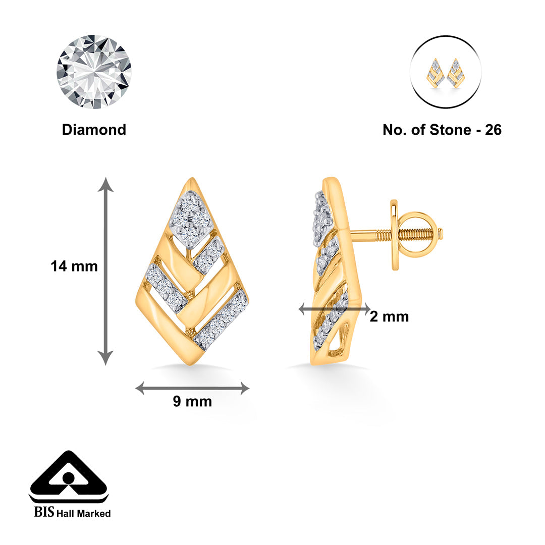 Crystal Crest Diamond & Gold Stud Earrings for Women