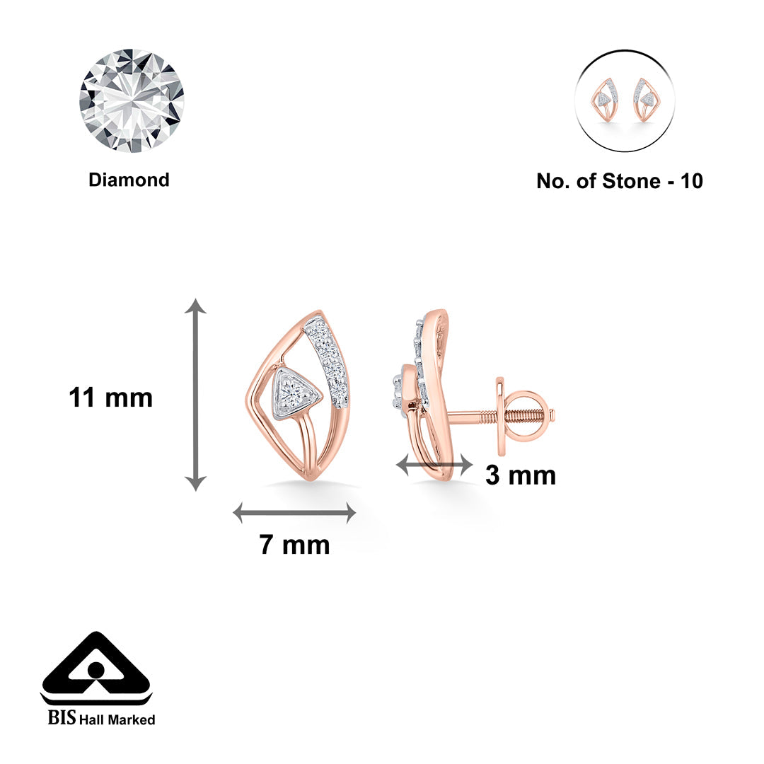 Evara Gleam Diamond & Gold Stud Earrings for Women