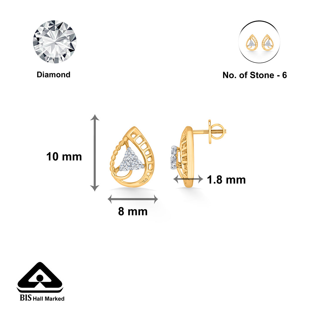 Teara Shine Diamond & Gold Stud Earrings for Women