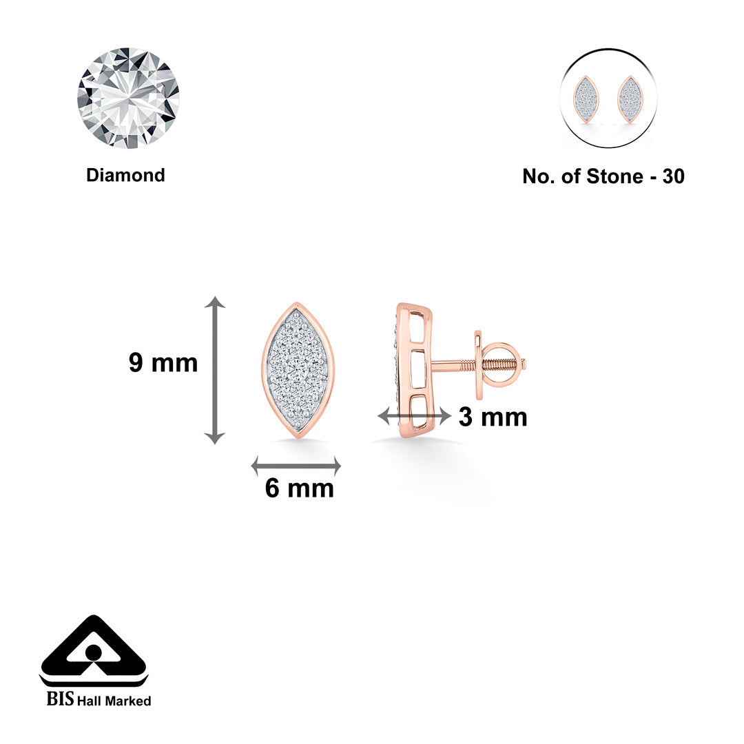 Marquise Gleam Diamond & Gold Stud Earrings for Women