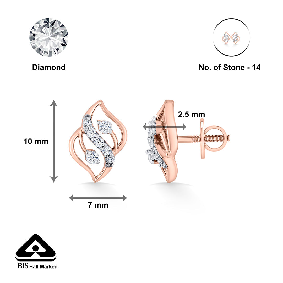 Charm Flash Diamond & Gold Stud Earrings for Women