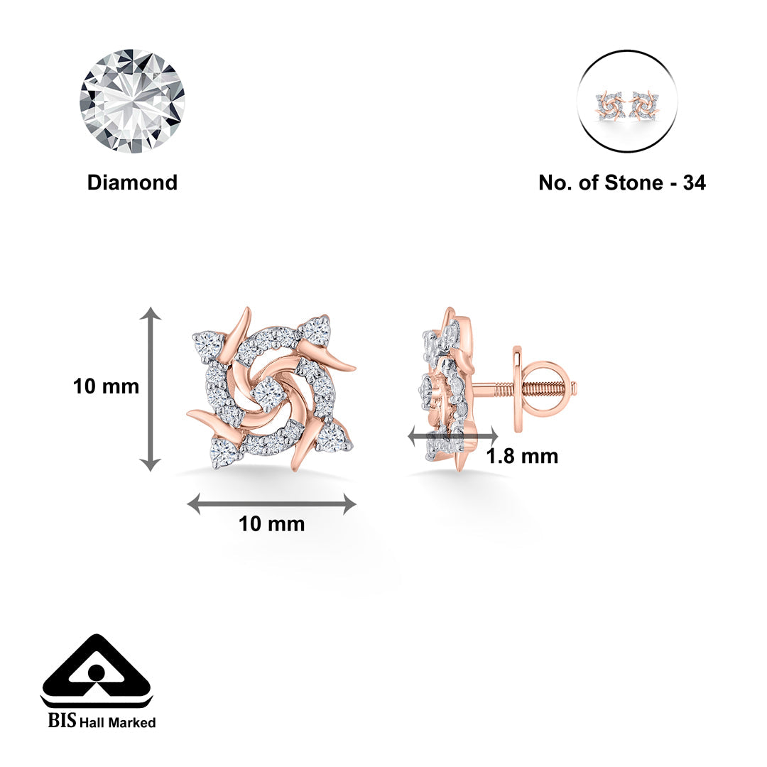 Twirl Glow Diamond & Gold Stud Earrings for Women