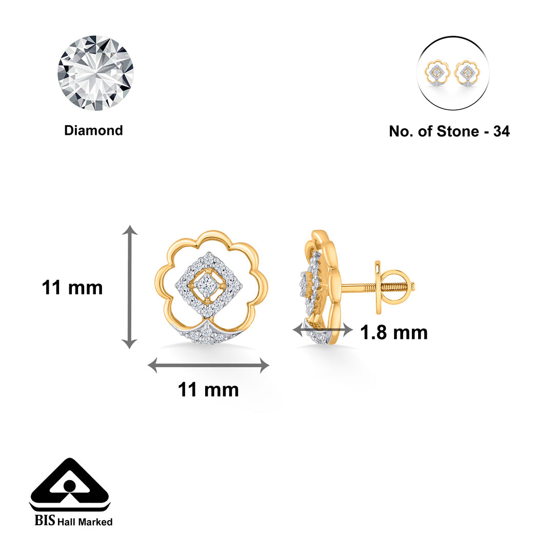 Twilight Bloom Diamond & Gold Stud Earrings for Women