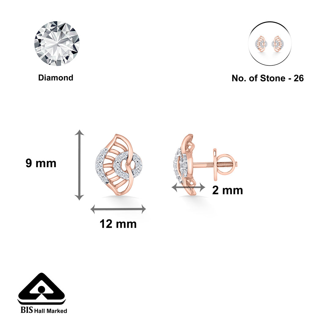 Vortex Glow Diamond & Gold Stud Earrings for Women