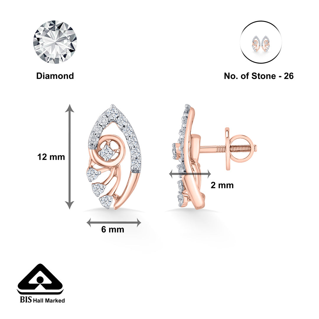 Bloom Veil Diamond & Gold Stud Earrings for Women