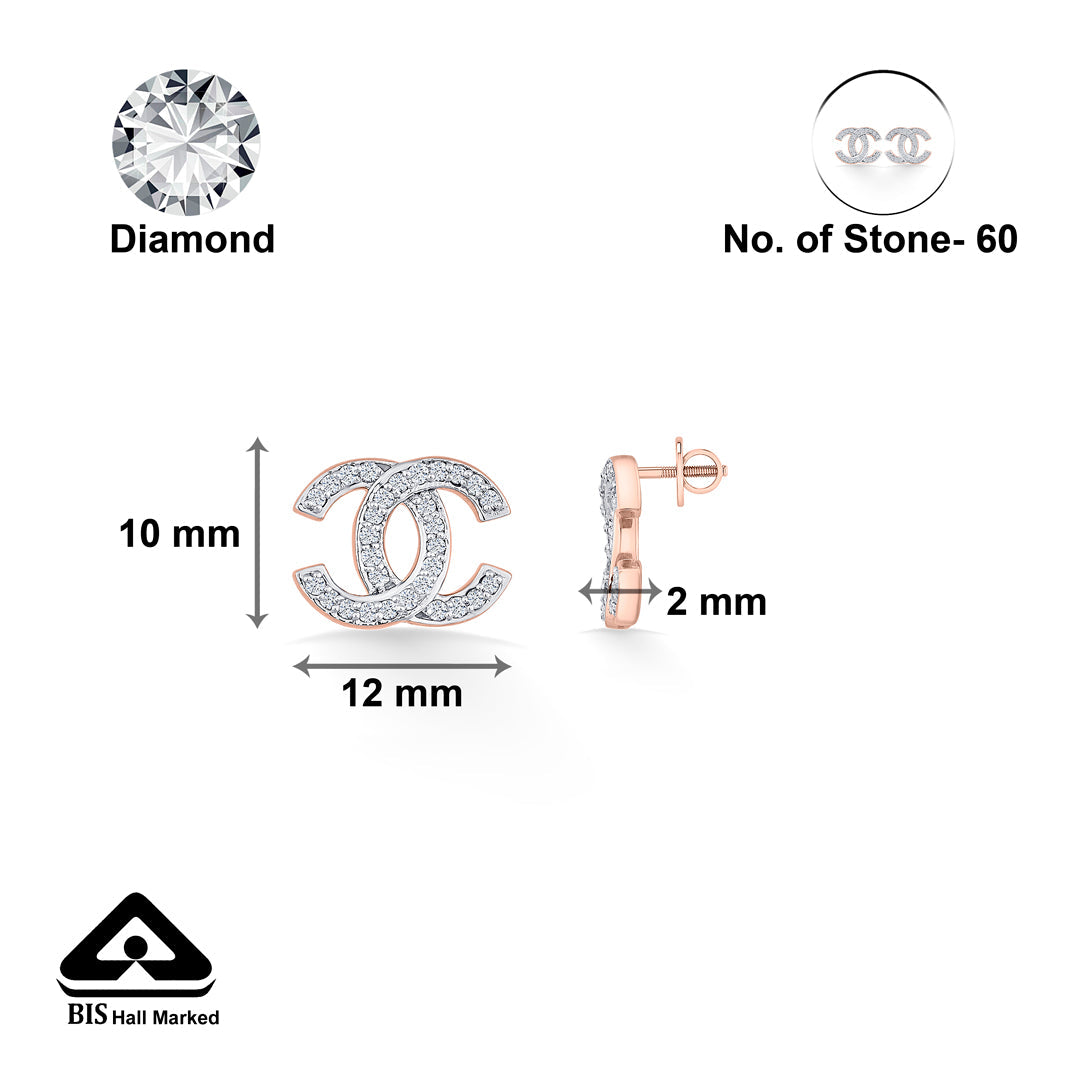 Woven Grace Diamond & Gold Stud Earrings for Women