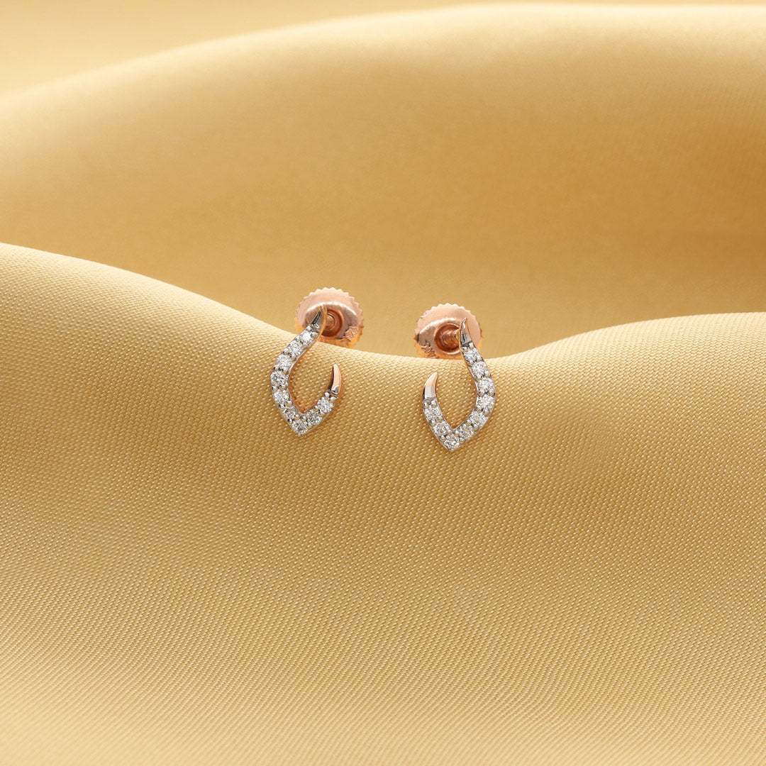 Elara Spiral Diamond & Gold Stud Earrings for Women