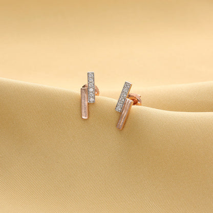 Zyric Line Diamond & Gold Stud Earrings for Women