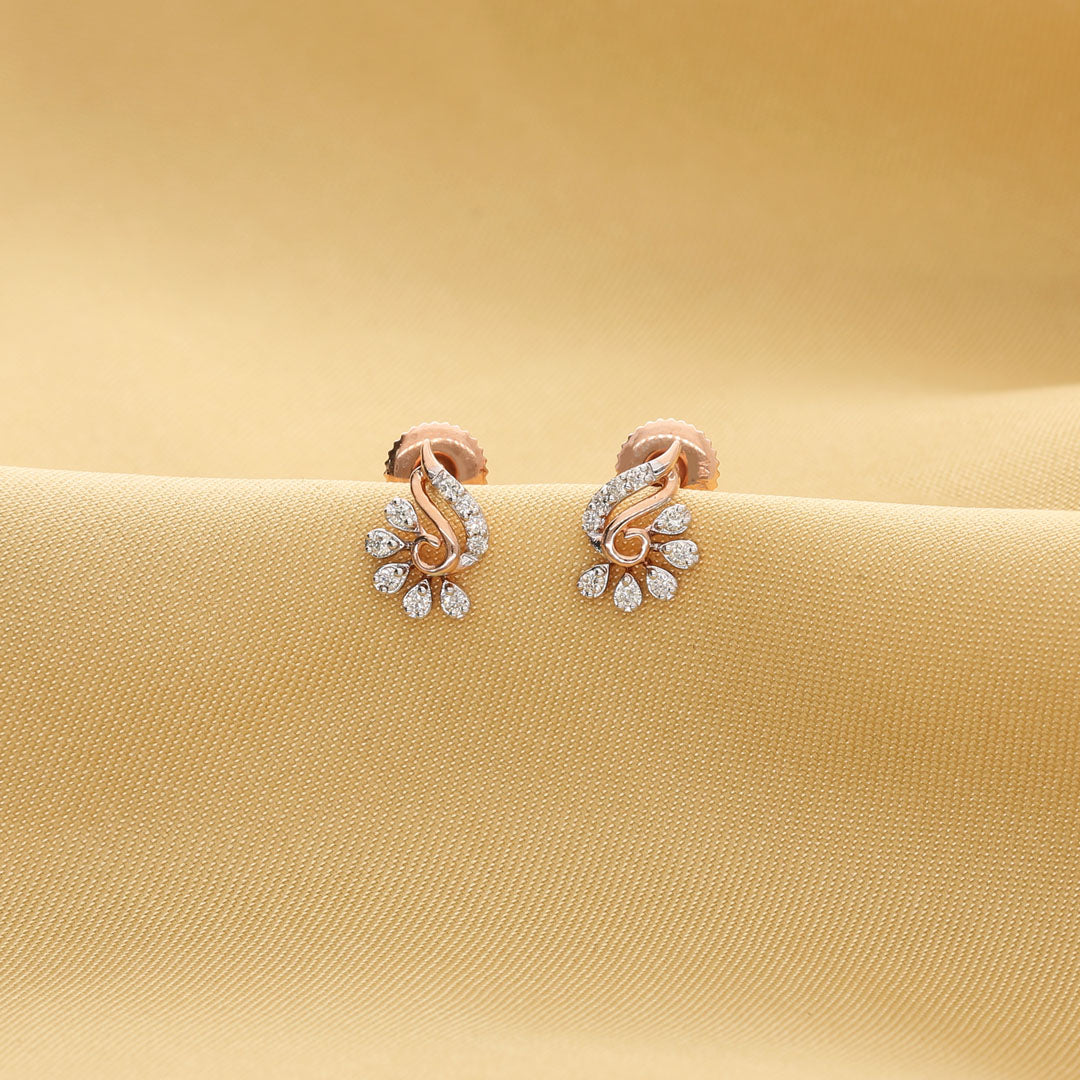 Velin Gleam Diamond & Gold Stud Earrings for Women