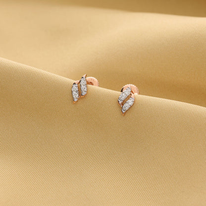 Feather Mist Diamond & Gold Stud Earrings for Women