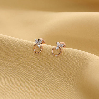 Orlisse Bloom Diamond & Gold Stud Earrings for Women