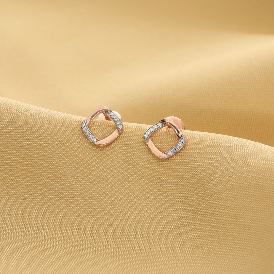 Lume Facet Diamond & Gold Stud Earrings for Women