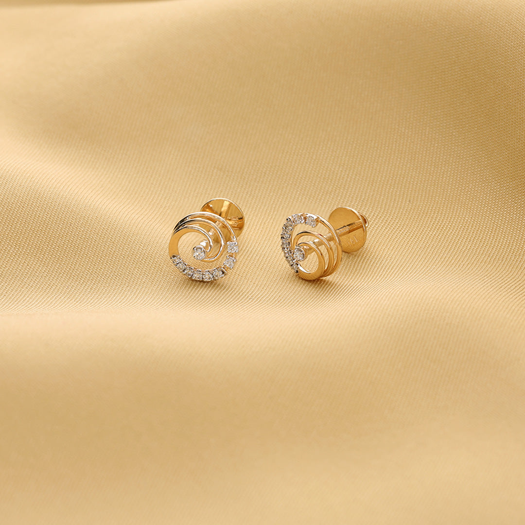 Oria Shine Diamond & Gold Stud Earrings for Women