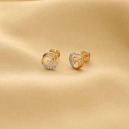 Oria Shine Diamond & Gold Stud Earrings for Women
