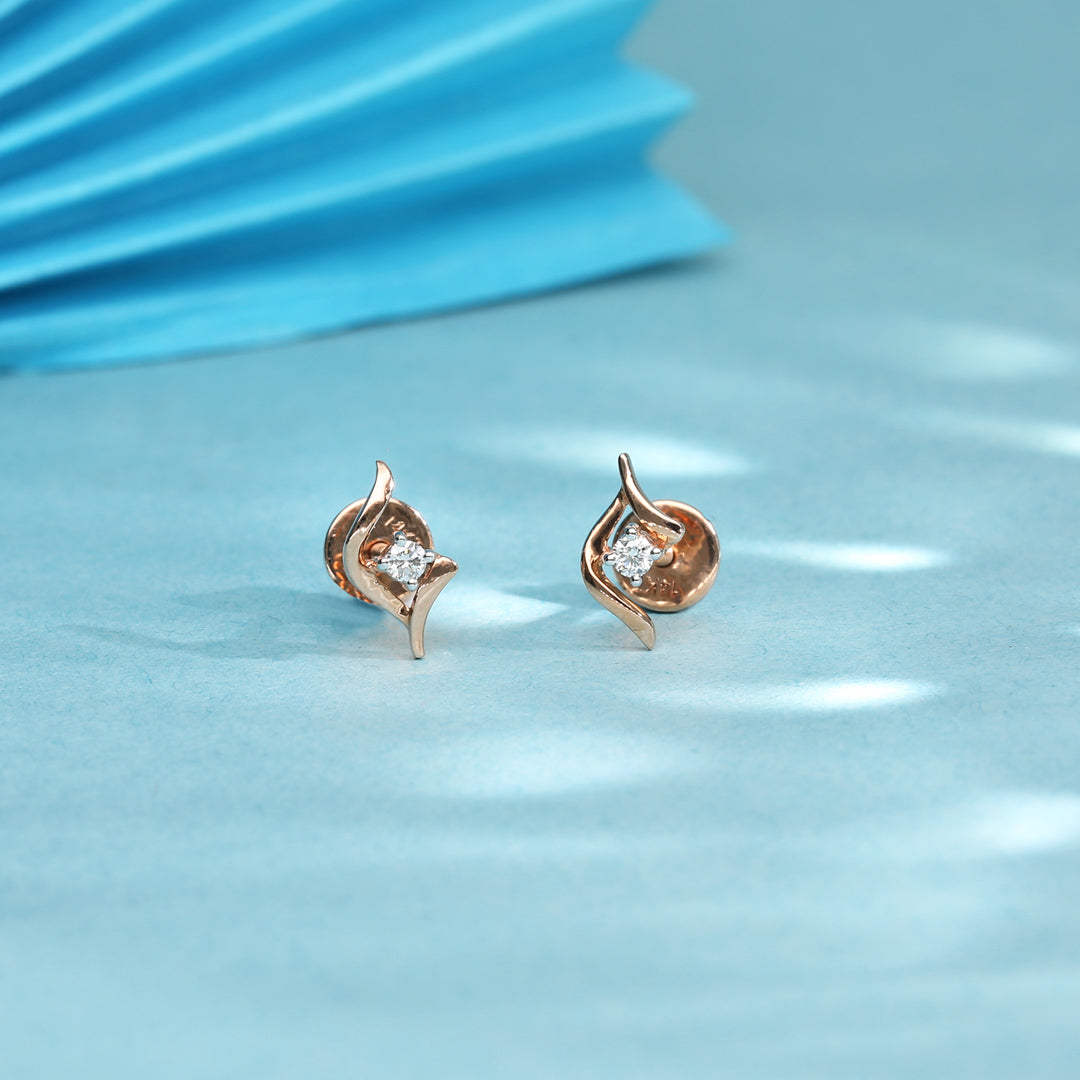 Comet Glow Diamond & Gold Stud Earrings for Women