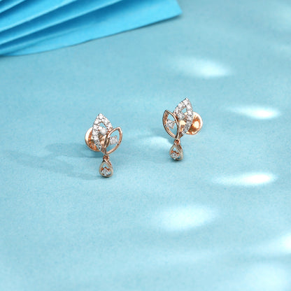 Leaf Glow Diamond & Gold Stud Earrings for Women