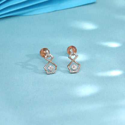 Orbit Gleam Diamond & Gold Stud Earrings for Women