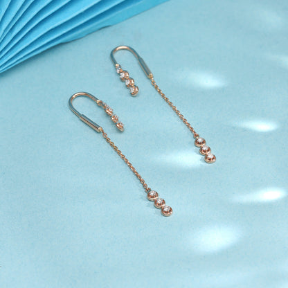 Crystal Flow Diamond & Gold Sui Dhaga Earrings for Women