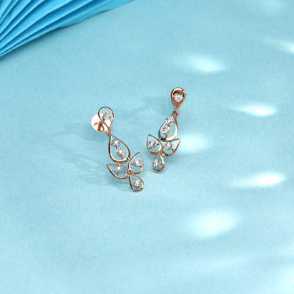Leaf Drift Diamond & Gold Drops & Danglers Earrings for Women