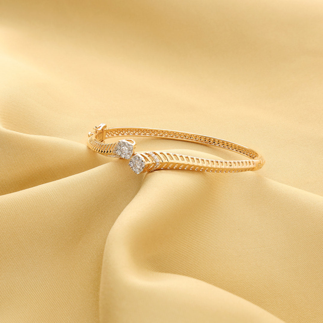 Luxe Grid Diamond & Gold Bangles for Women
