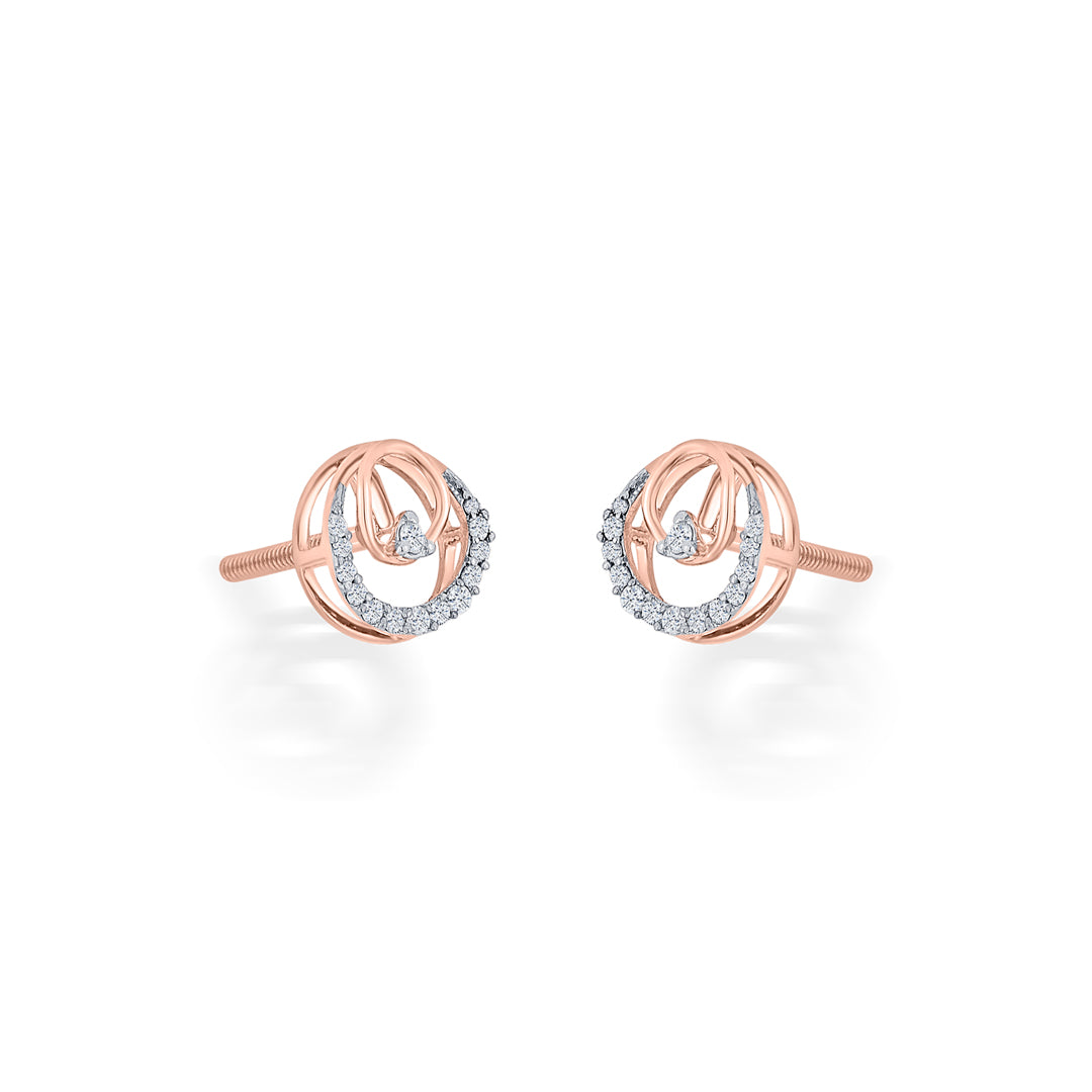 Sun Halo Diamond & Gold Stud Earrings for Women