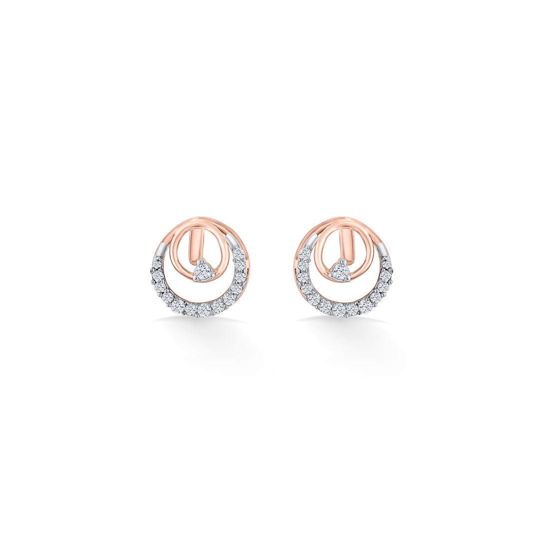 Sun Halo Diamond & Gold Stud Earrings for Women