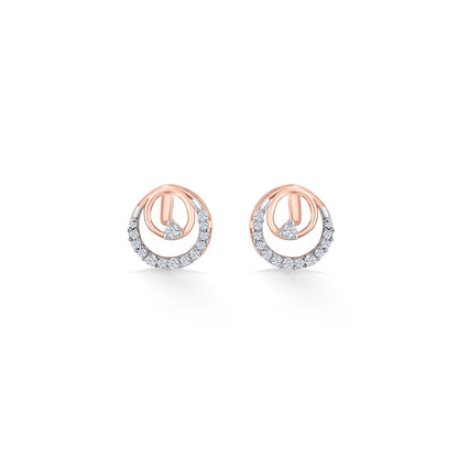 Sun Halo Diamond & Gold Stud Earrings for Women