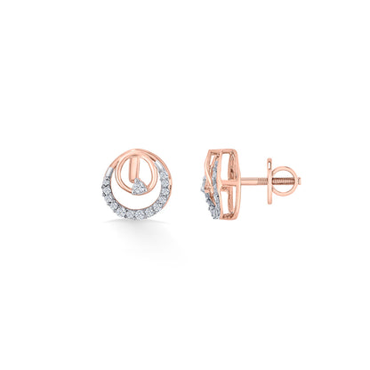 Sun Halo Diamond & Gold Stud Earrings for Women