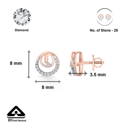 Sun Halo Diamond & Gold Stud Earrings for Women