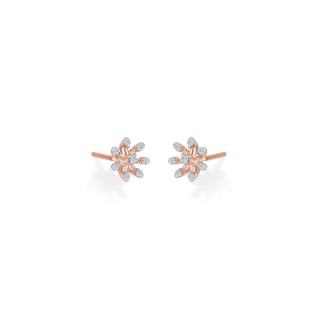 Petite Bloom Diamond & Gold Stud Earrings for Women