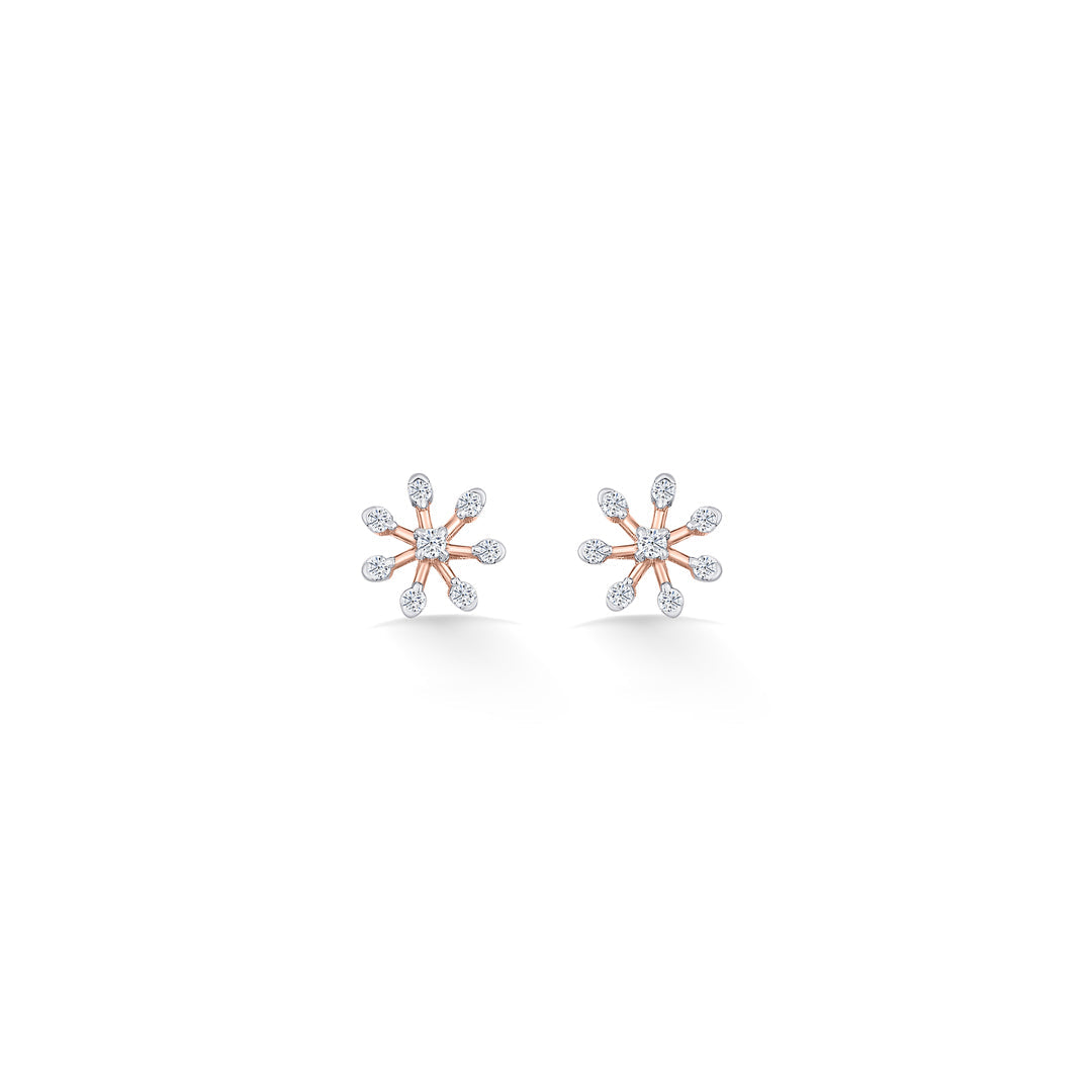 Petite Bloom Diamond & Gold Stud Earrings for Women