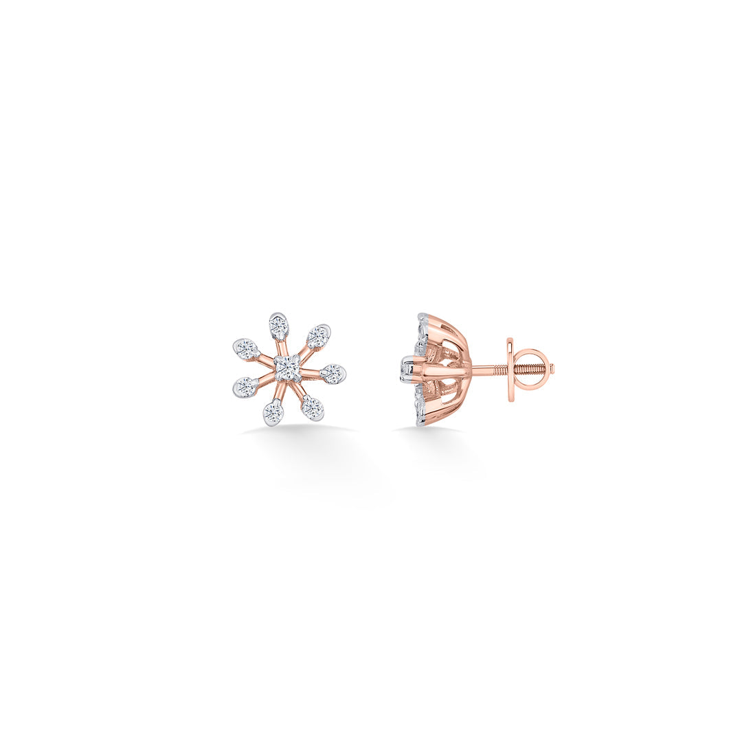 Petite Bloom Diamond & Gold Stud Earrings for Women