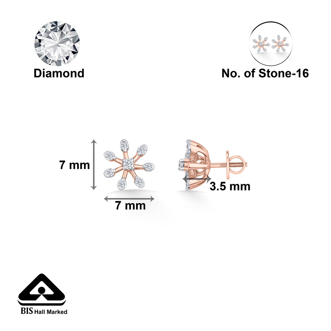 Petite Bloom Diamond & Gold Stud Earrings for Women